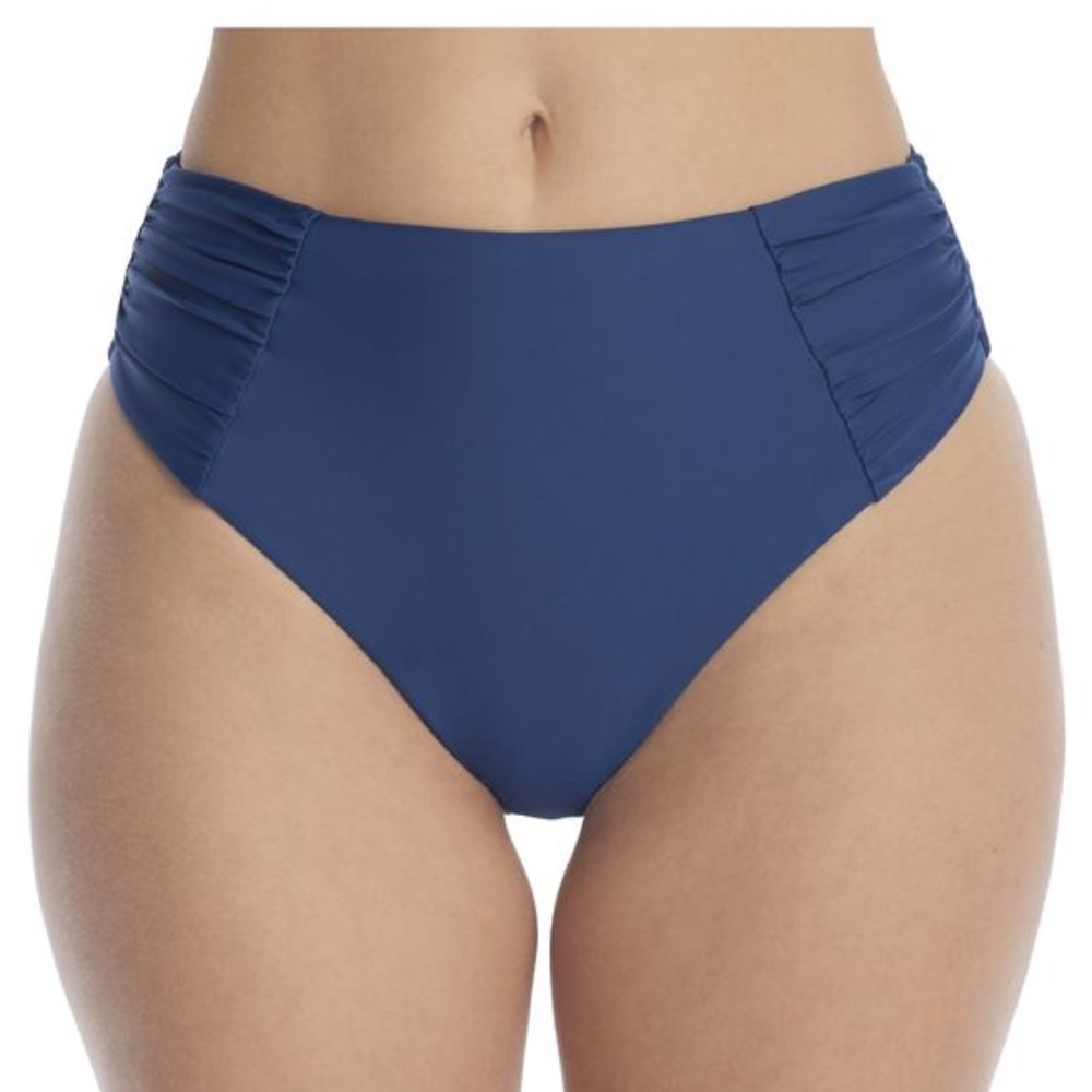 Dori Ruched High-Waist Bikini Bottom Navy XL